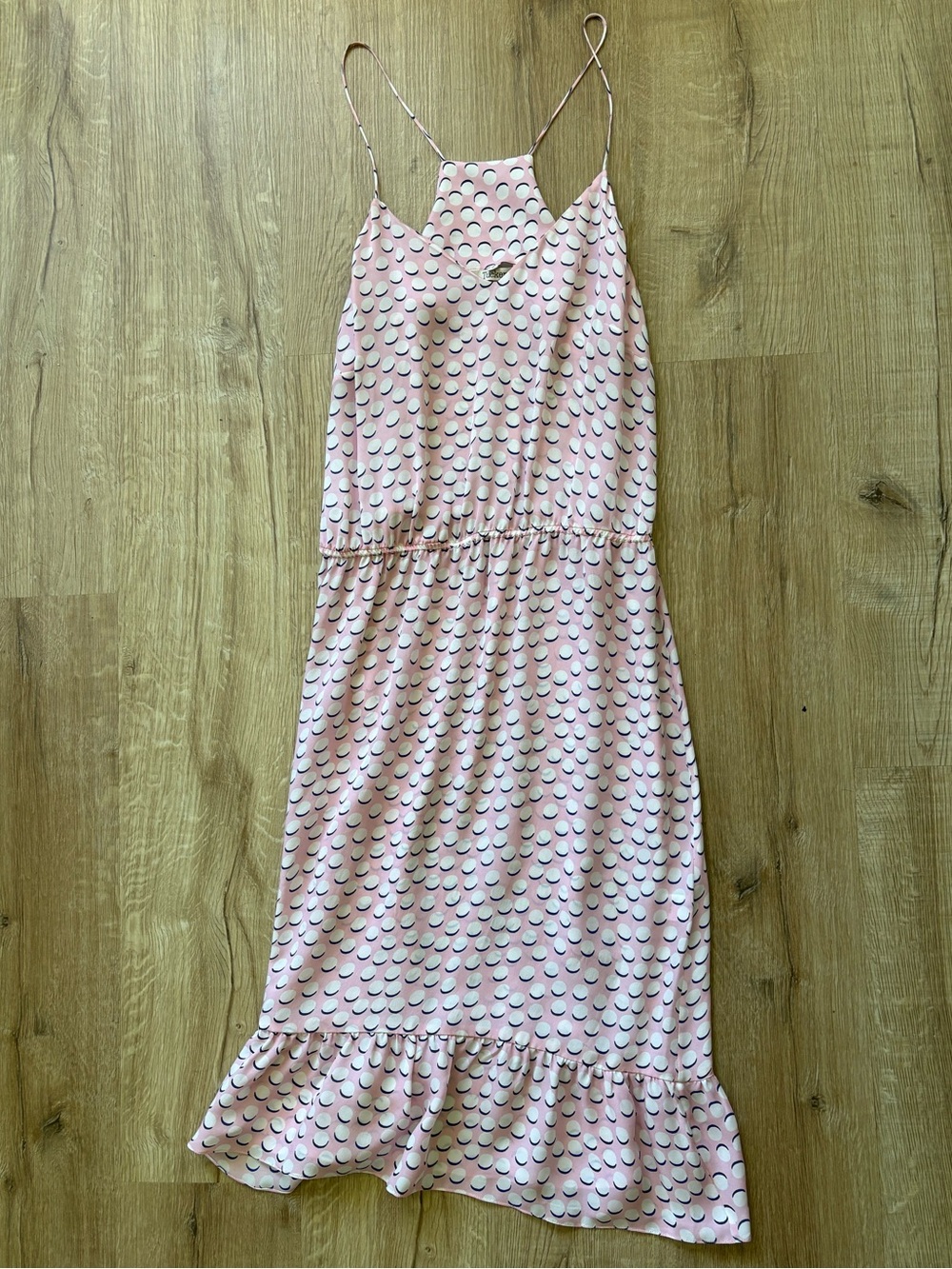 Tucker Pink and Navy Dot 100% Silk Summer Dress